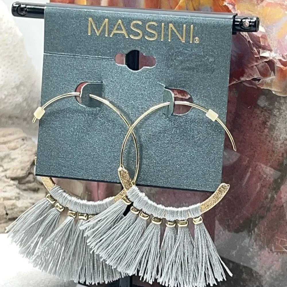 Massinni Gold Hoop w/ Silver Tassel Earrings $16 or bundle 3 for $25